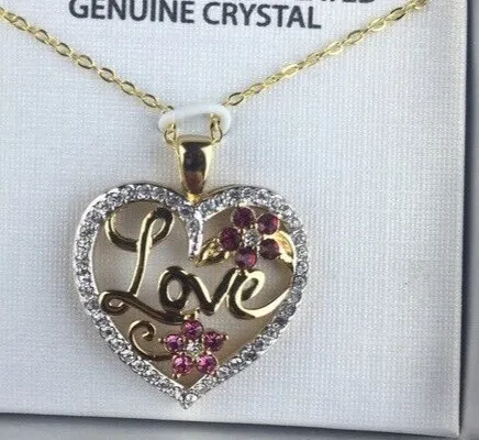 Authentic Jacmel Pendant Necklace 18K Gold Plated Love Heart Flower NWT JCM Valentine's