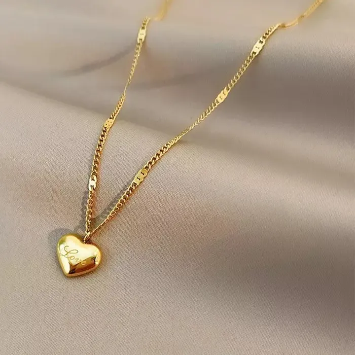 Authentic 18K Gold Plated Small Heart Love Pendant Necklace Christmas 16"+2” N58