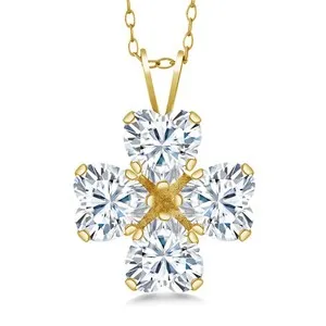 Authentic Amulet of the Quadruple Heart: Radiant Moissanite and Solar Gold Talisman