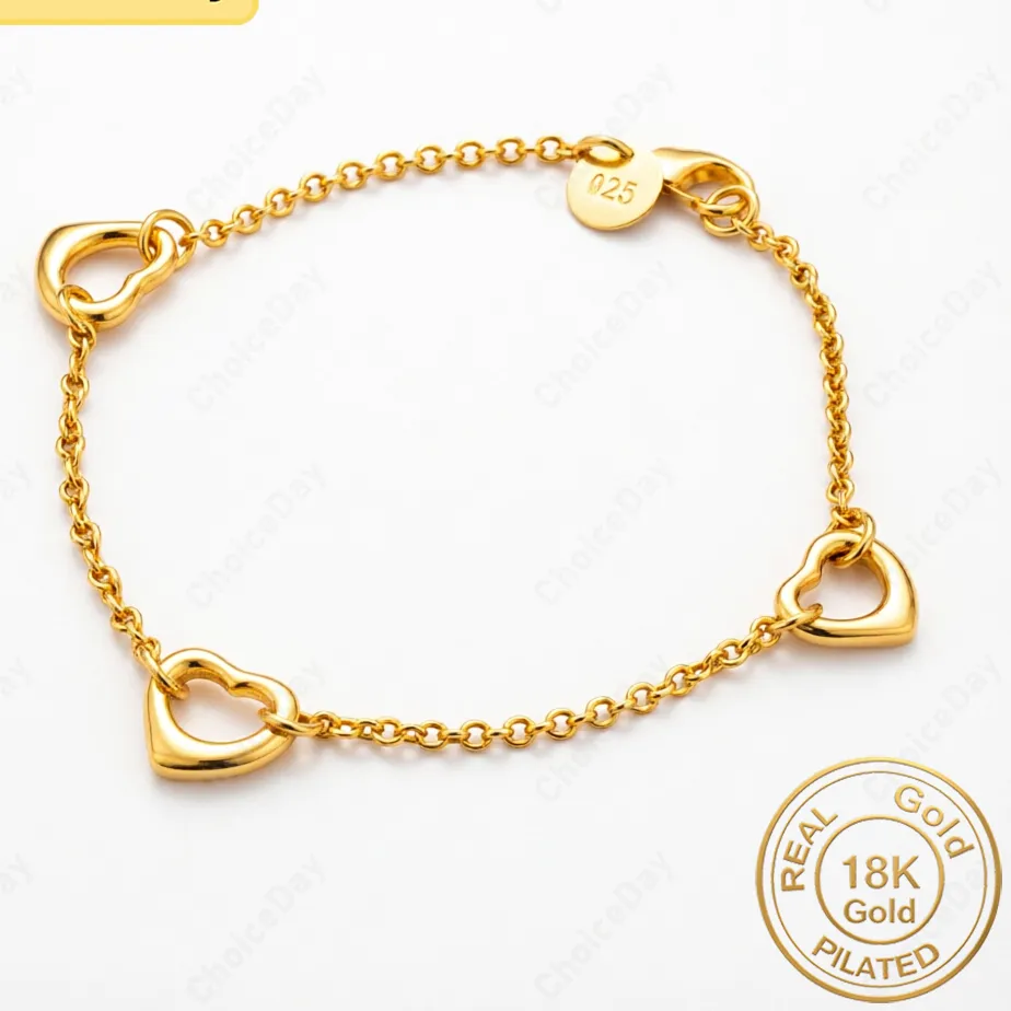 Authentic The Heart Of Light An 18K Gold Plated Openwork Bracelet Of Love And Protection