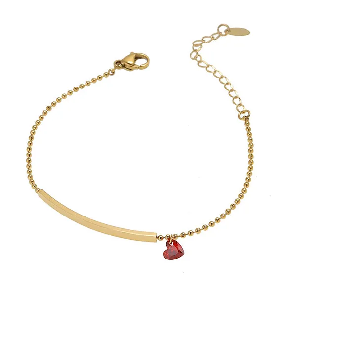 Authentic Crimson Heart Pulse: Titanium‑Plated 18K Gold‑Shaded Charm Bracelet