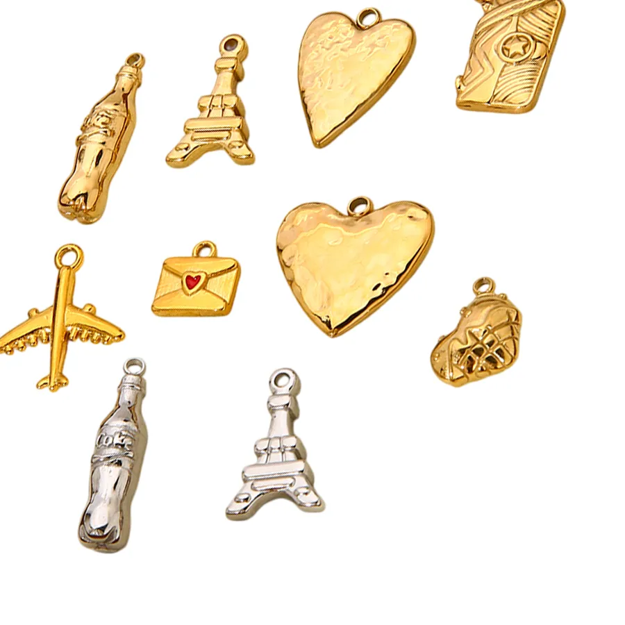 Authentic Heart of Golden Fortune: 18K Gold Plated Tower Heart Charm