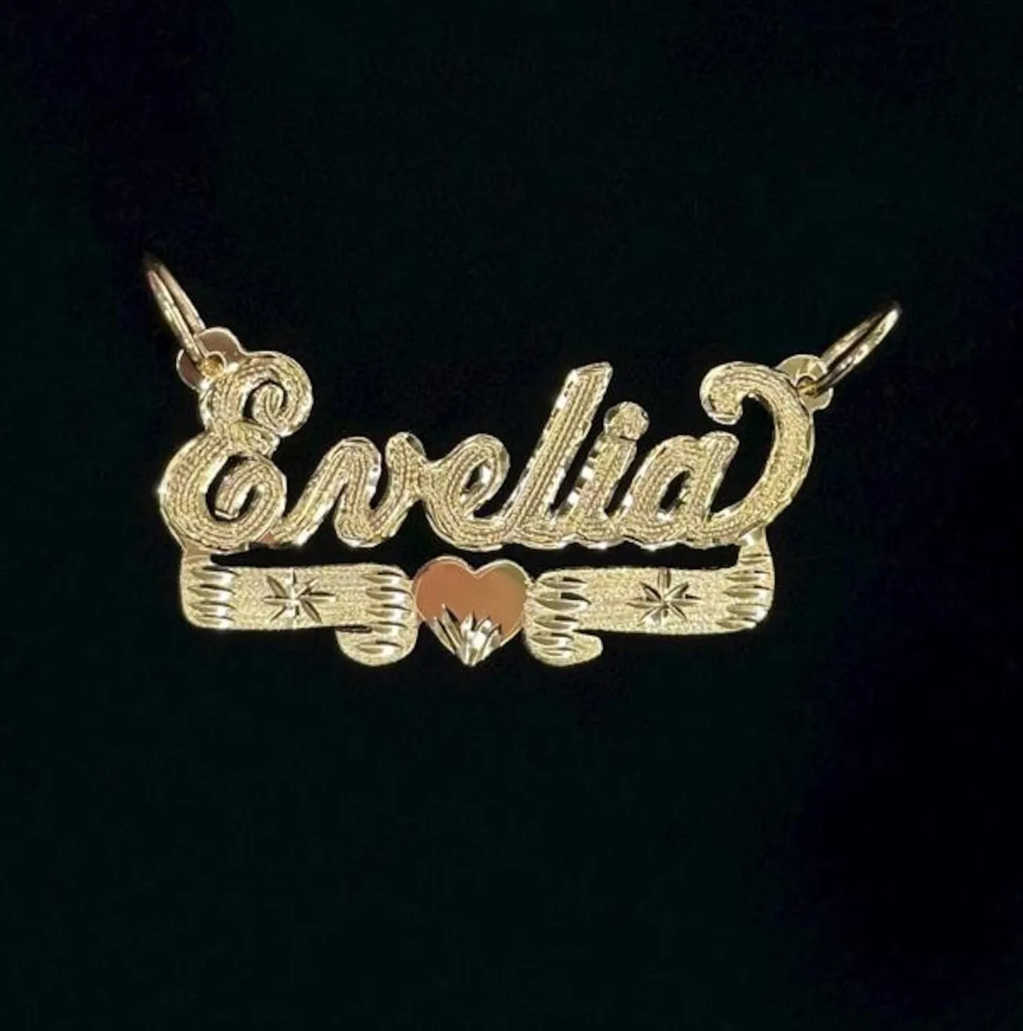 Authentic Gold Underlined Heart Nameplate - 18K Gold Plated Personalized Custom Handmade Name Pendant Charm Nameplate Necklace