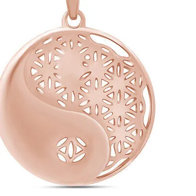 Authentic Eternal Harmony Rose Gold Yin Yang Petal Pendant