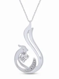 Authentic 1 9Ct Natural Round Diamond Phoenix Bird Pendant 18 Necklace Sterling Silver