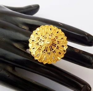 Authentic Ethnic Indian Women Bridal Fashion Jewelry Gold Plated Filigree Rings Adjustable