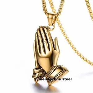 Authentic Mendel's Sacred Rhythm Gold- Plated Prayer Hands Pendant
