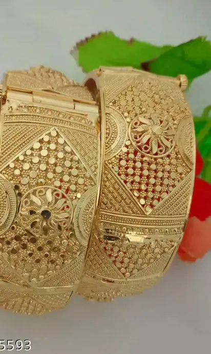 Authentic Bollywood Bliss Bangles - Sacred Union Kada Set in Radiant 22K Gold Plate