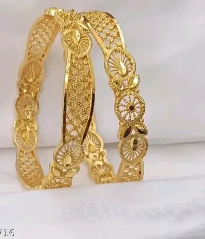 Authentic Beautiful Gold Plated Indian Ethnic Bangle Jewelry Dailywear Matt Finish Kada