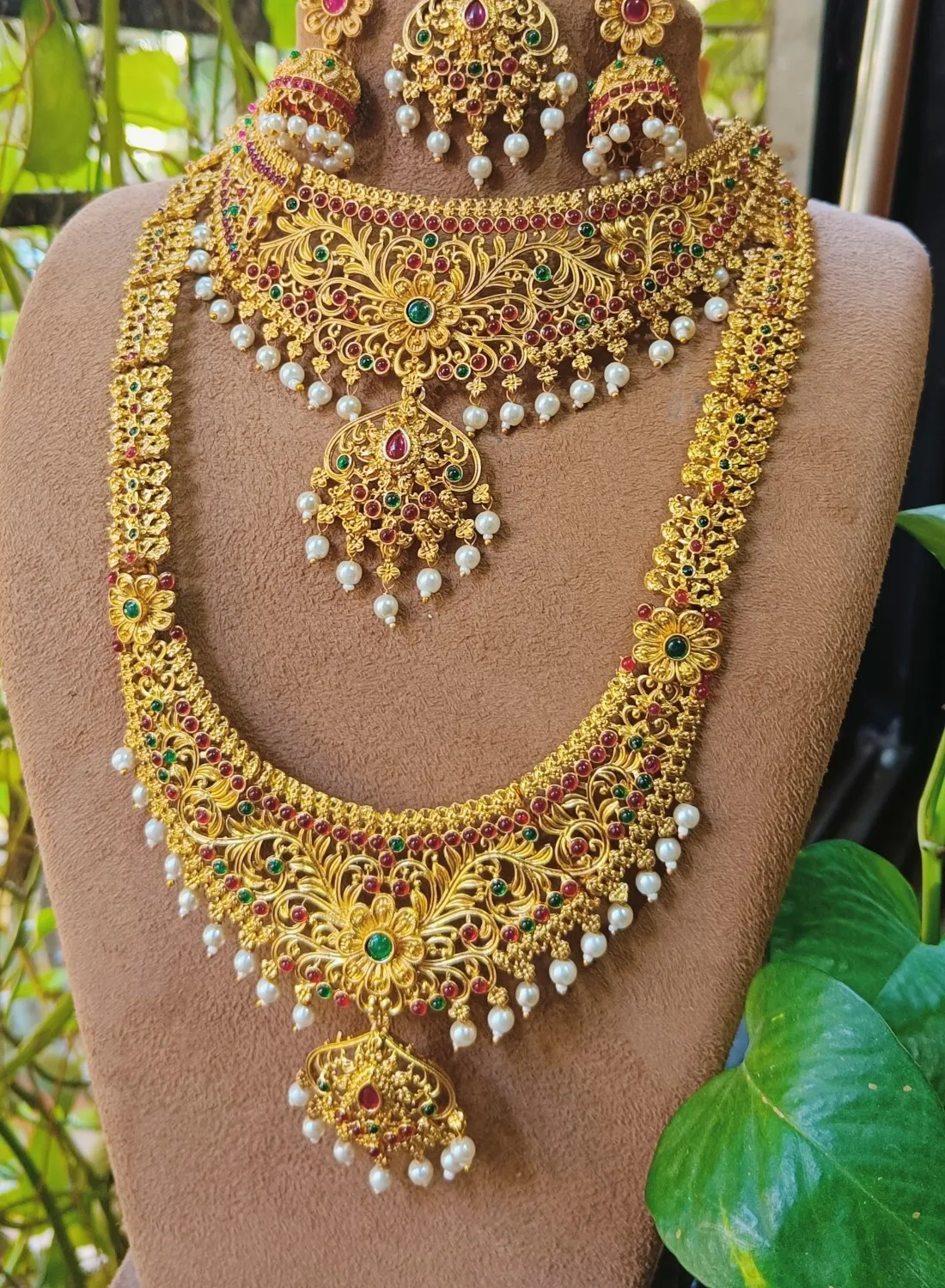 Authentic Ethnic Indian Bollywood Gold Plated Necklace Choker Jhumka Earrings Jewelry Sets
