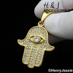 Authentic The Guardian Palm 18- 36 Inch Gold- Plated Hamsa And Box Link Chain Talisman
