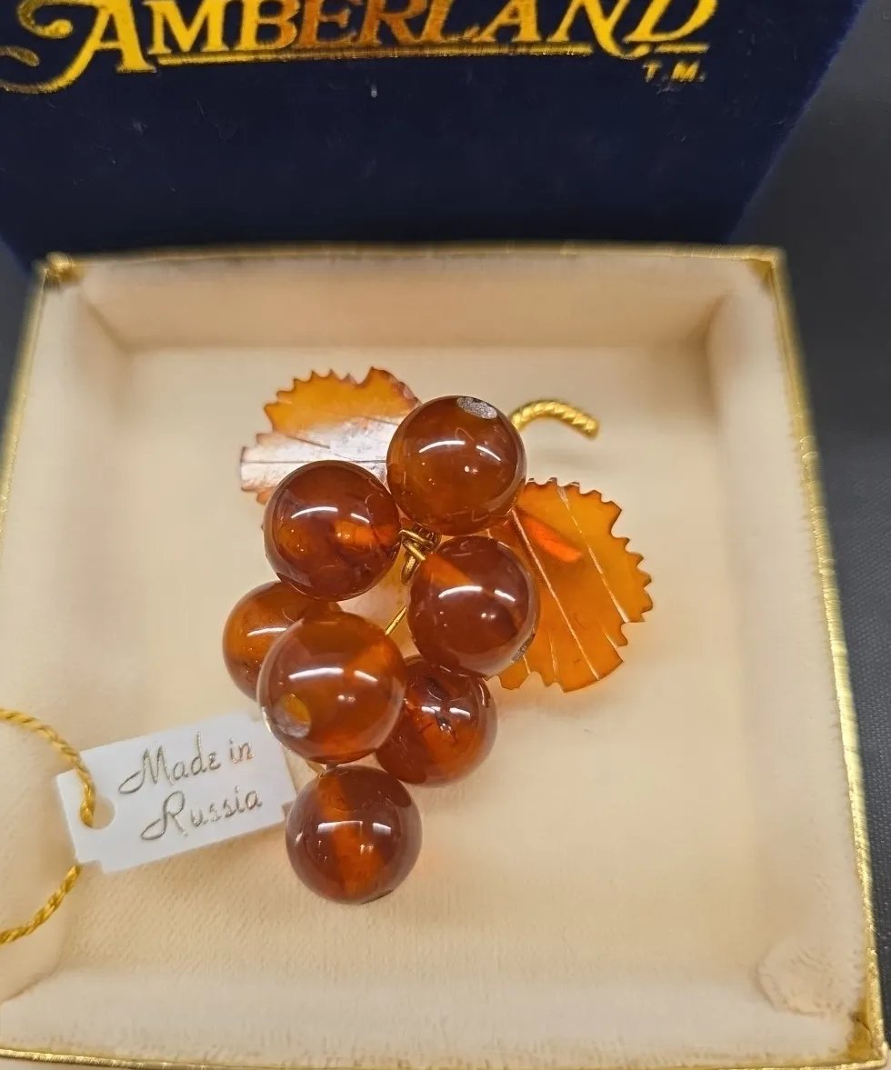 Authentic The Golden Harvest Of The Sun Baltic Amber Grapes Talisman