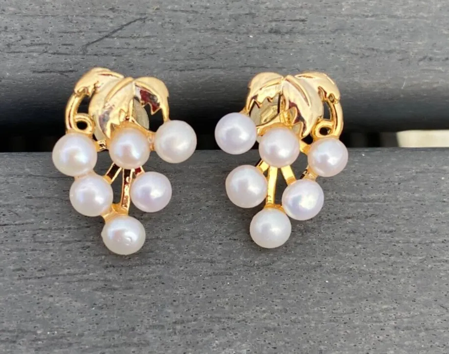 Authentic Clusters Of Abundance 24Ct Gold Plated Freshwater Pearl Grape Studs