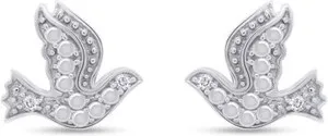 Authentic Natural Diamond Accent Dove Stud Earrings For & Girls 925 Sterling Silver