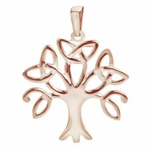 Authentic The Eternal Verdant Canopy 14K Rose Gold Plated Celtic Tree Of Life Trinity Pendant