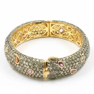 Authentic Celestial Meadow Sapphire Bangle In Radiant Gold- Plated Silver