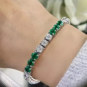Authentic The Verdant Crown Tennis Bracelet In 14K White Gold Plating