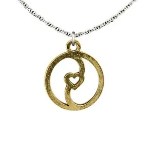Authentic Celestial Yin Yang Heart Amulet Gold Plated Balance Of Love And Protection