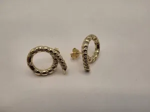 Authentic Serpent Of Renewal Gold- Plated Silver Stud Earrings