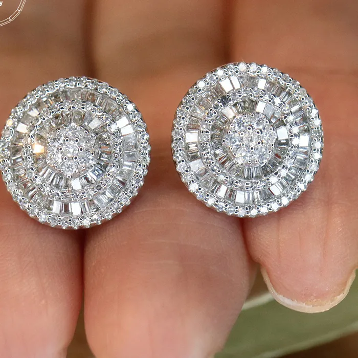 Authentic Celestial Halo Diamond Studs In 18K Solid White Gold