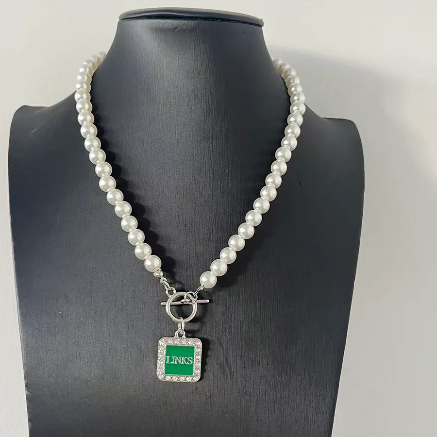 Authentic Directly Ot Buckle Choker 8Mm Pearl Greek Soror Member Green 1946 Incorporated Links Necklaces