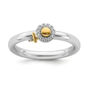 Authentic Diamond Gold-Plated Venus Symbol Ring, Sterling Silver Stackable Ring