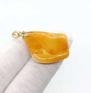 Authentic Pendant Multicolor Genuine BALTIC AMBER Gold Plated 18k 3.2g