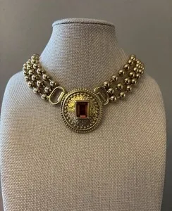 Authentic Catwalk Jon Amber Etruscan look necklace(al gold plated no plastic beads)