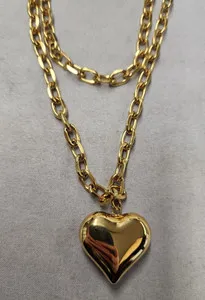 Authentic Cachet 18K Gold Plated Heart Layered Necklace 15," 19"+3"