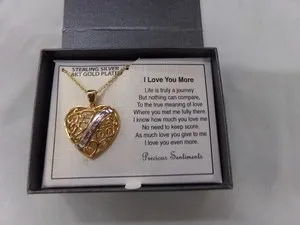 Authentic Regina Lane RL "I Love You More" 925 & 18k Gold Plated Necklace & Heart Pendant