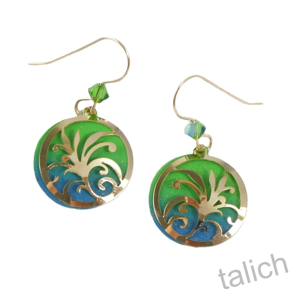 Authentic Verdant Fern Radiance Gold- Plated Talisman Earrings