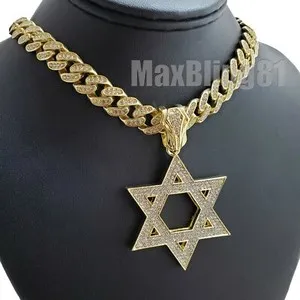 Authentic Celestial Star of David Talisman - Golden Aura Pendant & Iced Cubic Zirconia Chain