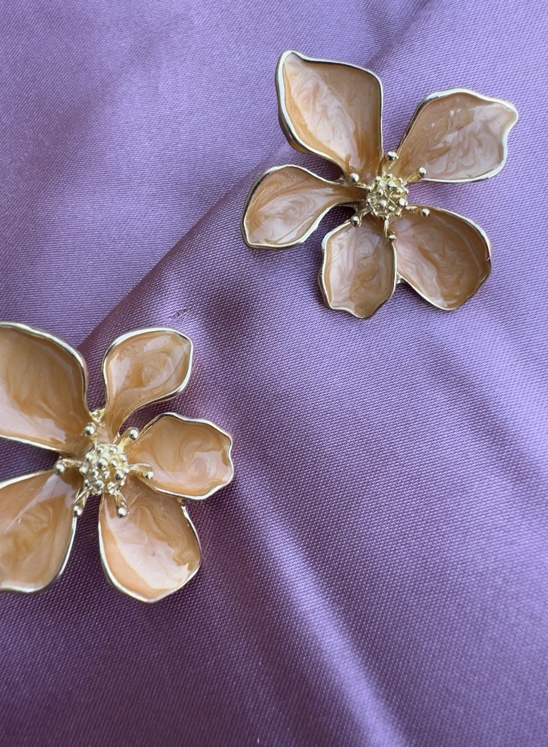 Authentic 18 Carats Gold Plated Hand Painted Earrings