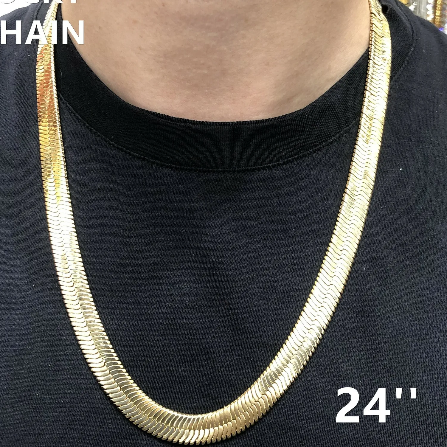 Authentic Serpent's Embrace: Aura-Aligning Gold Plated Herringbone Chain of Flow
