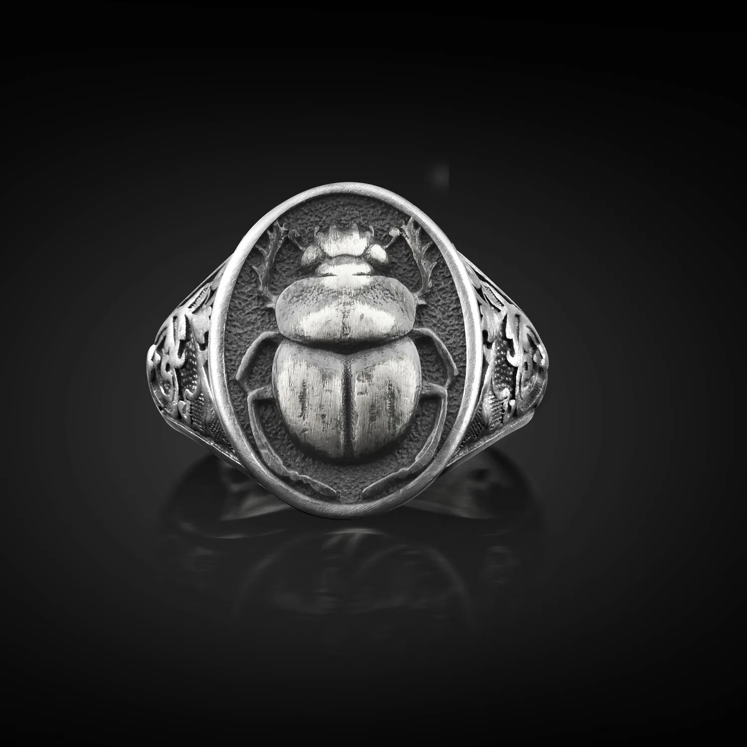 Authentic Battle Scarab Ancient Egyptian Signet Silver Men Ring