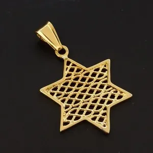 Authentic Men's Star of David Pendant Vintage Large Gold Plated  Mesh Textured Women Gift