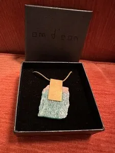 Authentic Om D’eon Amazonite Necklace on Gold Plated Chain