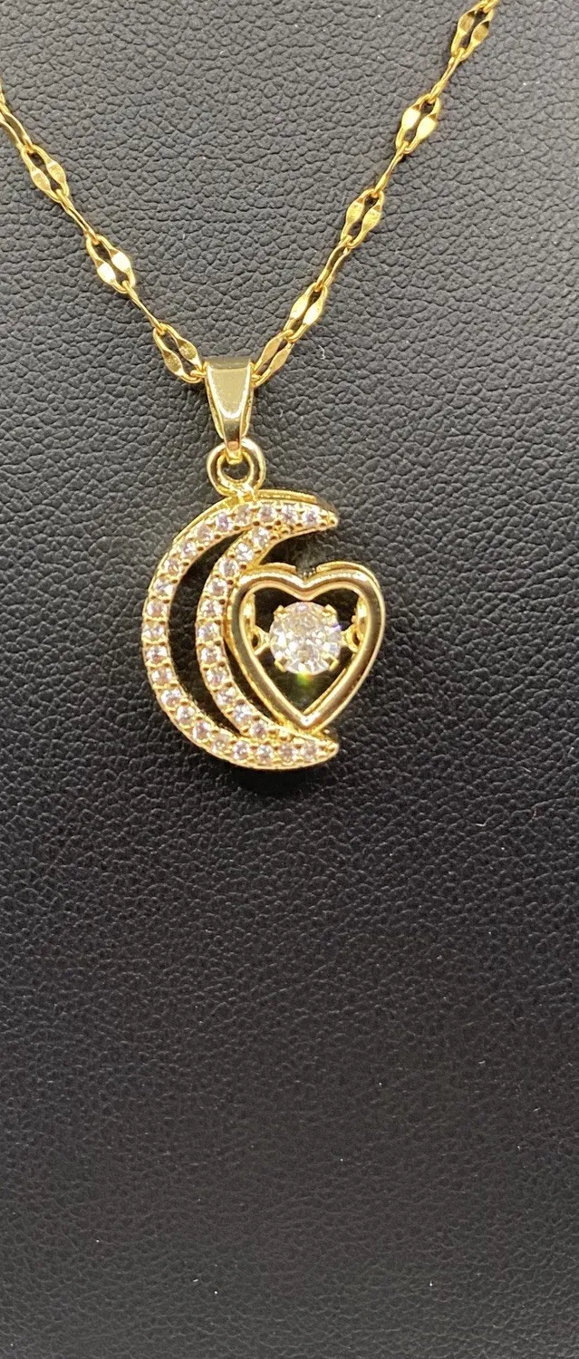 Authentic Celestial Embrace Gold-Plated Half Moon Heart Talisman