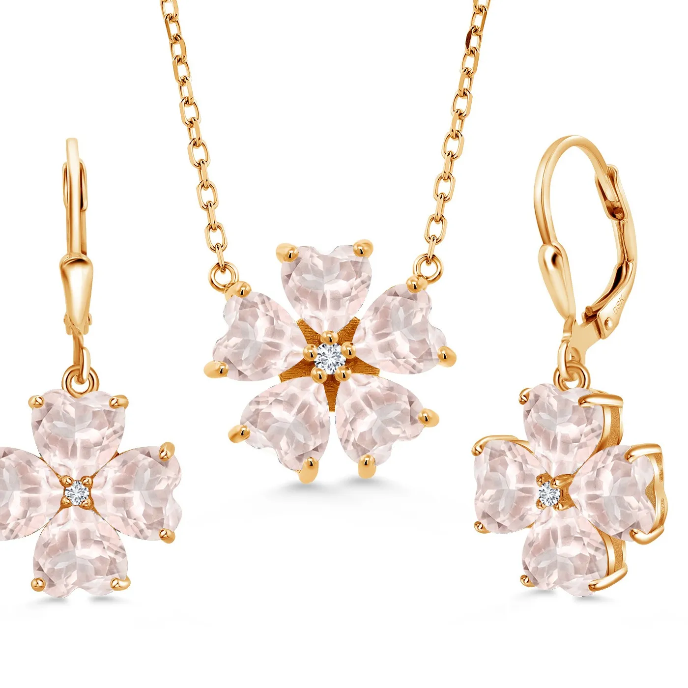 Authentic The Veiled Heart Talisman In 18K Gold Plated Silver With Rose Quartz And Diamond