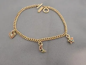 Authentic D'ORLAN 22k Gold Plated Moon Star Heart Dorlan Toggle Closure Bracelet VTG