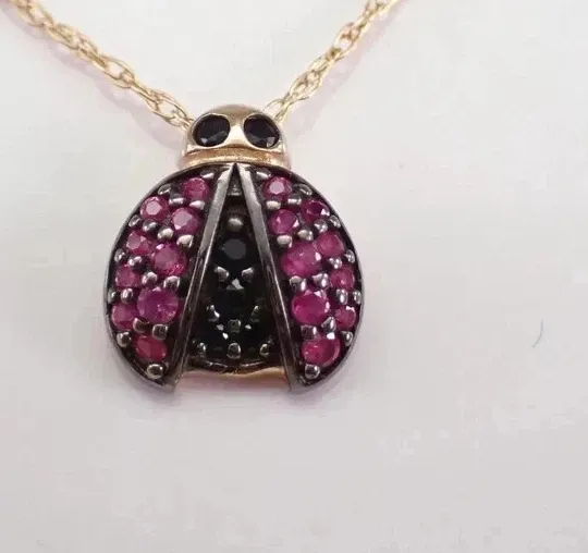 Authentic The Crimson Beetle Of Affection A Lab- Created Pink Ruby And Gold- Plated Talisman