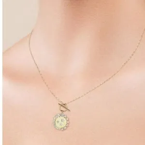 Authentic Celestial Radiance 14K Gold-Plated Sun and Star Halo Toggle Necklace