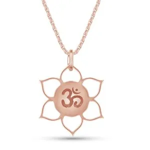 Authentic Lotus Om Or Aum Pendant 18 Necklace 'S 925 Sterling Silver