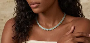 Authentic Celestial Horizon Turquoise And Gold Illumination Tennis Necklace