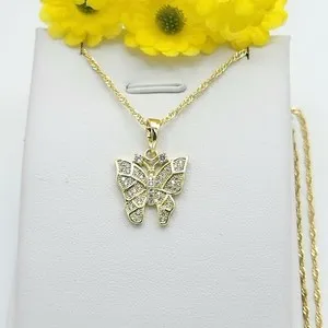 Authentic Golden Chrysalis Crystal Butterfly Pendant Necklace