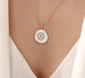 Authentic The Celestial Aegis White Evil Eye Pendant In 14K Gold