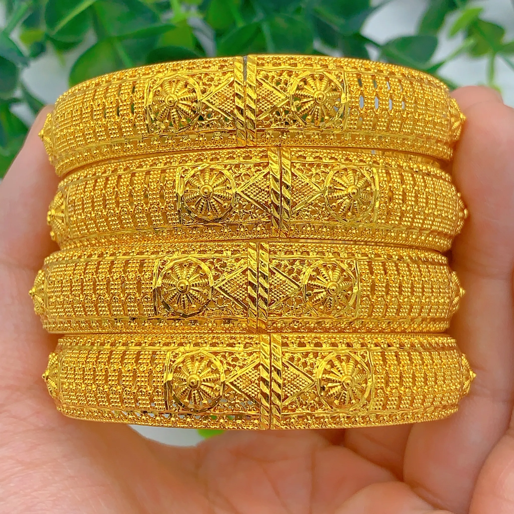 Authentic Gilded Desert Lotus Golden Bangle