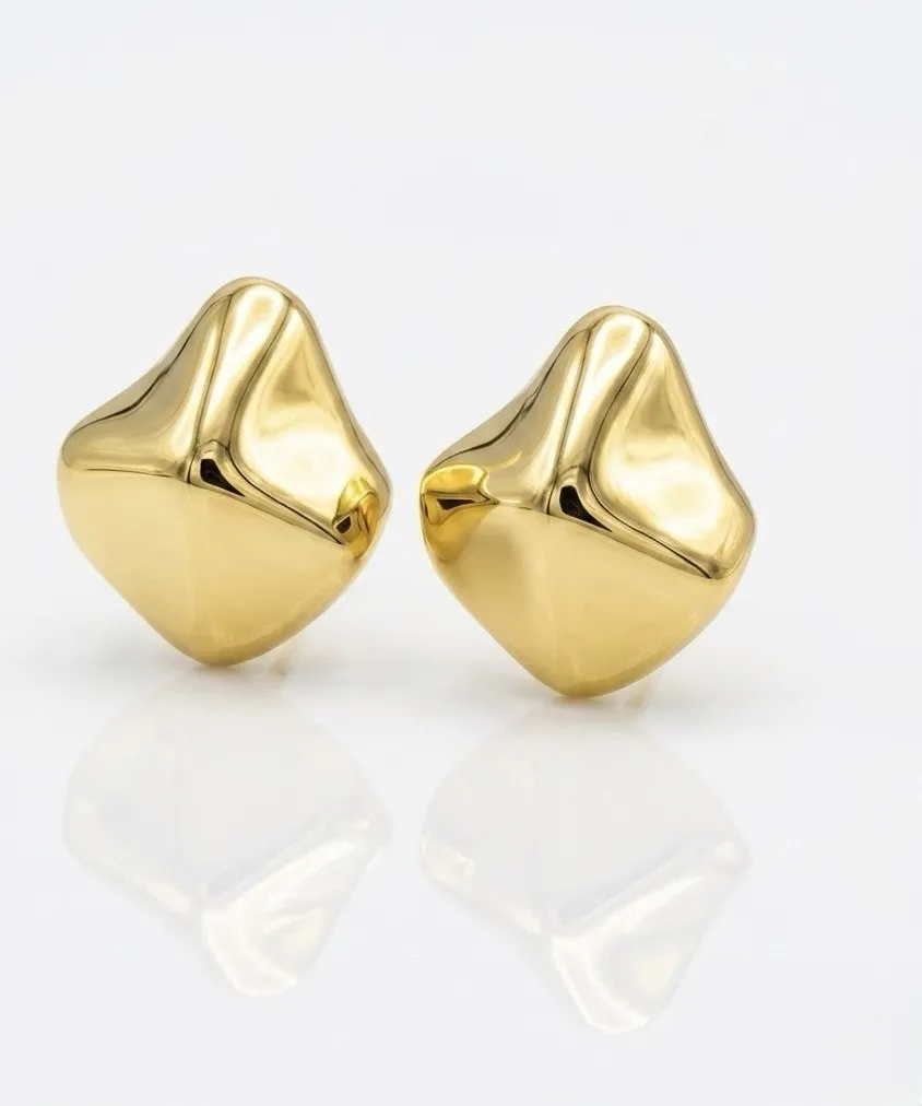 Authentic Ethereal Horizon Gold Geometric Studs