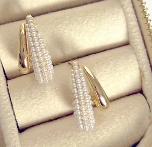 Authentic Celestial Pearl Huggies 14K Gold Plated Enchantment