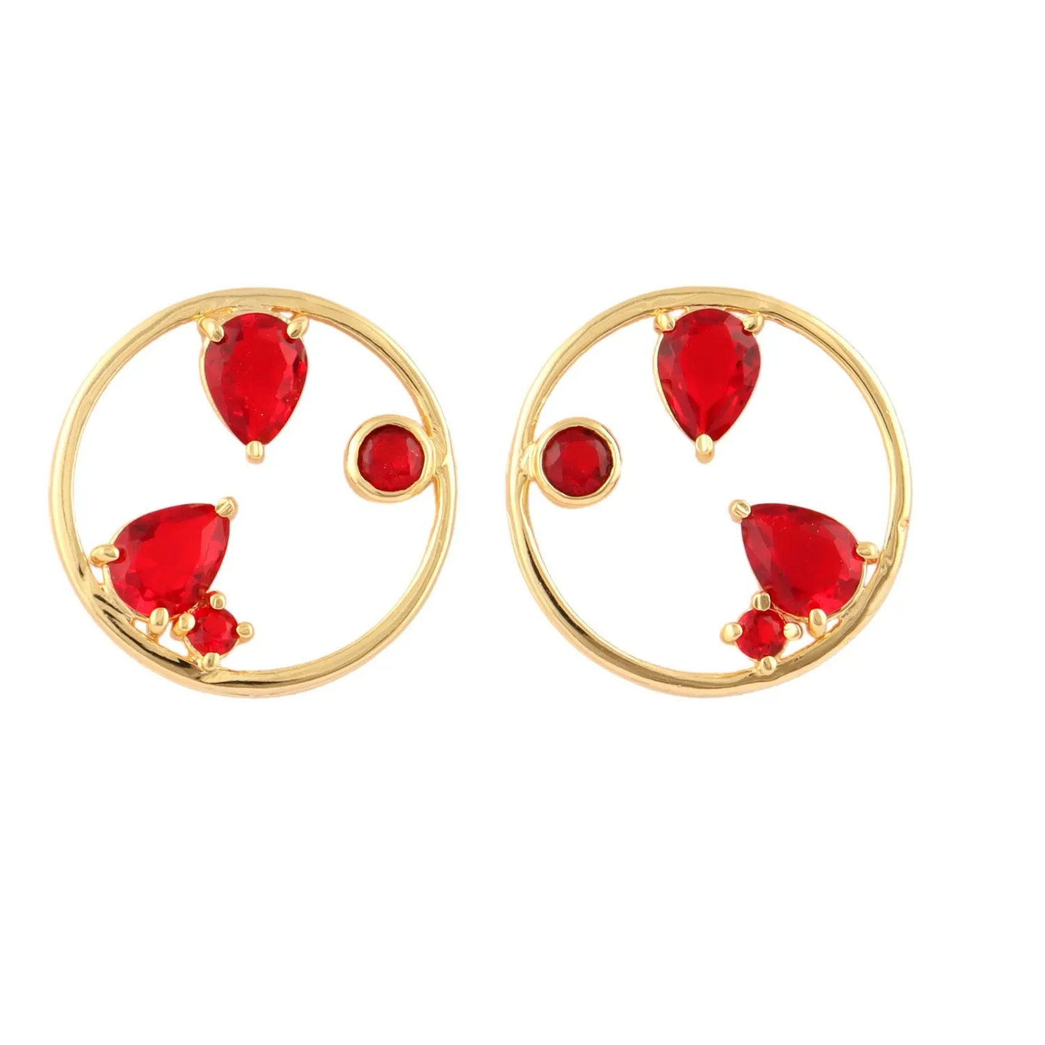 Authentic Celestial Hydro Quartz Double‑Layer Studs – 24K Gold‑Plated Pear‑Shaped Guardians